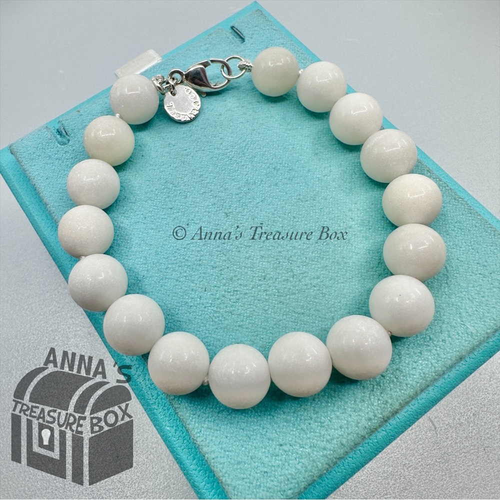 Tiffany & Co. 925 Silver Ziegfeld 10mm White Dolomite 7.5" Bracelet (bx, pch,rbn